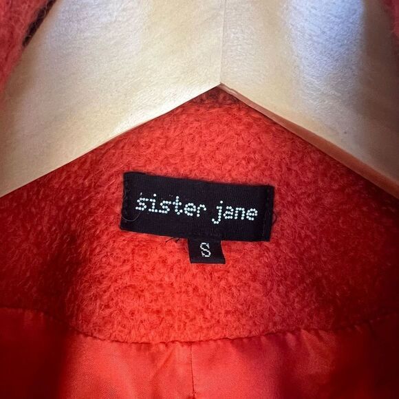 Sister Jane Tweed Boucle Moto Jacket Biker Wool Blend Orange women’s size S - Picture 3 of 9
